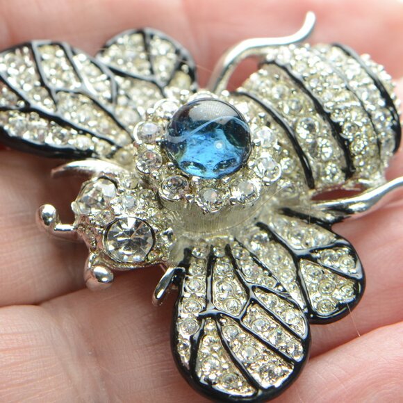 Vintage Kenneth Jay Lane KJL Enamel & Crystal Bee Pin Brooch - Picture 3 of 6